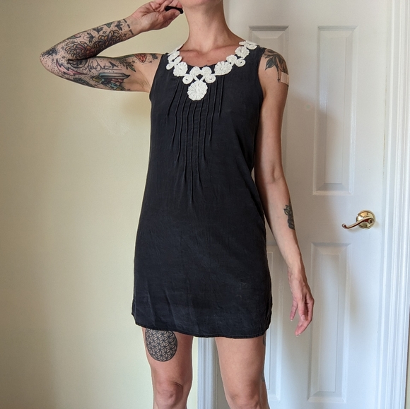 Jenny Han Charcoal Silk Mini Dress - Picture 1 of 6